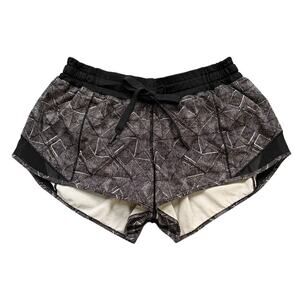 Lululemon Shorts Womens 6 Black White Hotty Hot Printed Mesh Panels Drawstring